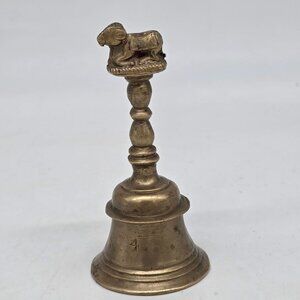 Vintage Brass Bell With Ram Figure Handle With High Frequency Tone